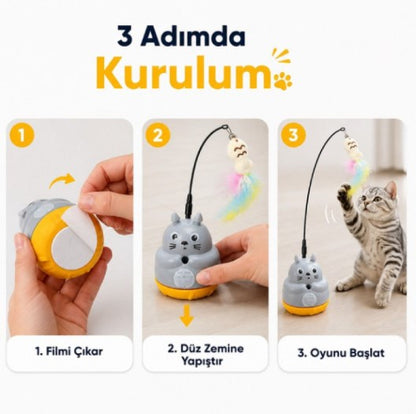 Kedi Şekilli Dönen Peluş Balıklı Olta Oyuncağı