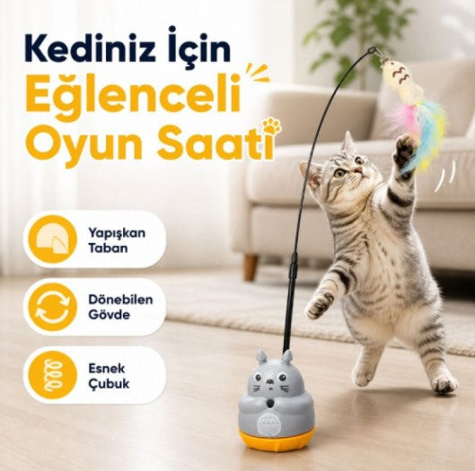 Kedi Şekilli Dönen Peluş Balıklı Olta Oyuncağı