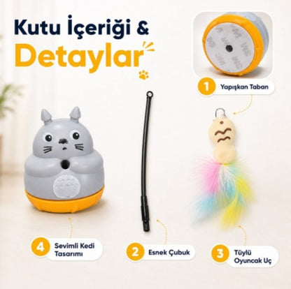 Kedi Şekilli Dönen Peluş Balıklı Olta Oyuncağı