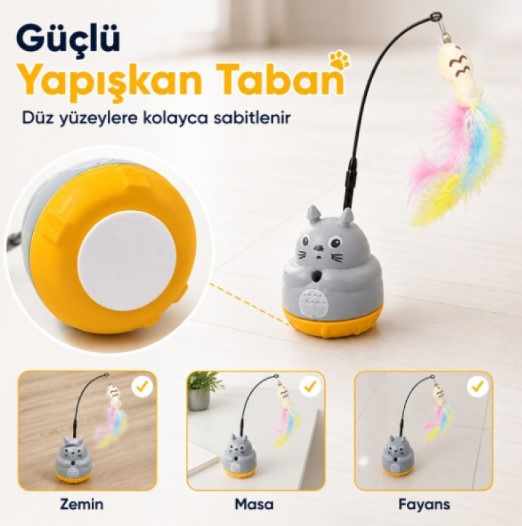 Kedi Şekilli Dönen Peluş Balıklı Olta Oyuncağı