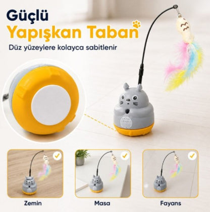 Kedi Şekilli Dönen Peluş Balıklı Olta Oyuncağı