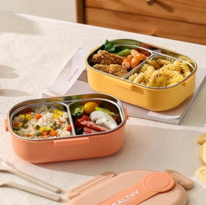 2 Bölmeli Yemek Kabı - 304 Paslanmaz Çelik - 900 ml
