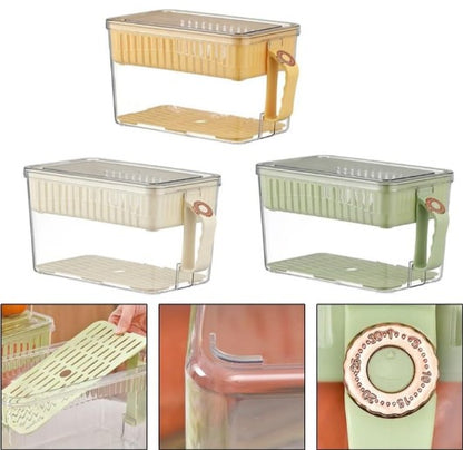 Buzdolabı Saklama Kabı - Süzgeçli Organizer - Vakum Mühürlü Kapak
