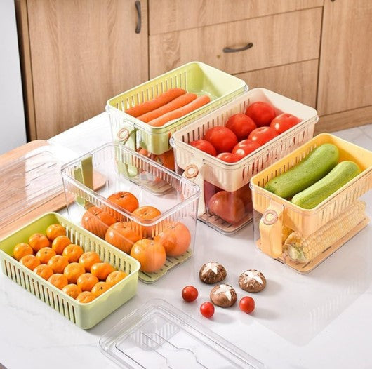 Buzdolabı Saklama Kabı - Süzgeçli Organizer - Vakum Mühürlü Kapak