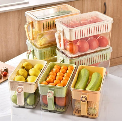 Buzdolabı Saklama Kabı - Süzgeçli Organizer - Vakum Mühürlü Kapak