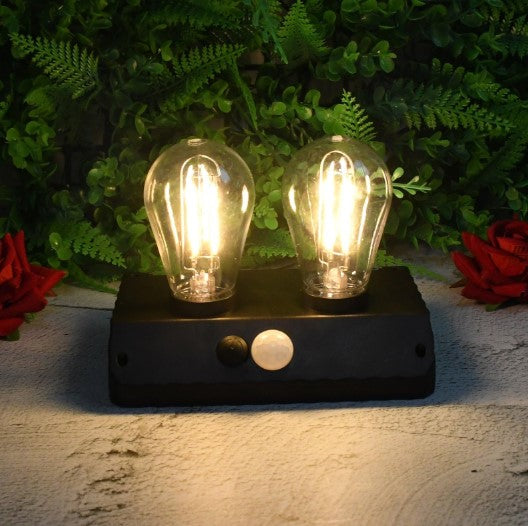 Sensörlü Solar İkili LED Ampul Lamba - Çift Başlıklı - Güneş Enerjili Aydınlatma
