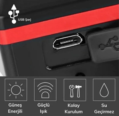 Güneş Enerjili Bisiklet Işıklı Korna