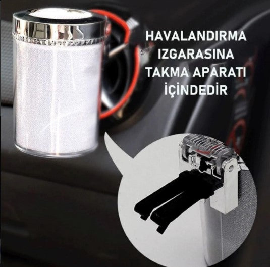 Araç İçi Oto Kokusuz Küllük RGB Işıklı Kapaklı