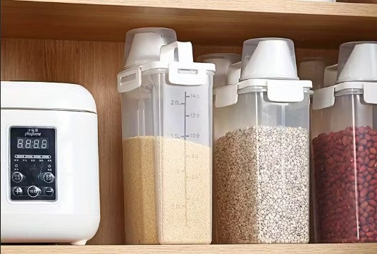 Ölçü Kabı Kapaklı Bakliyat Saklama Kabı - Kulplu Tasarım - 1800 ml
