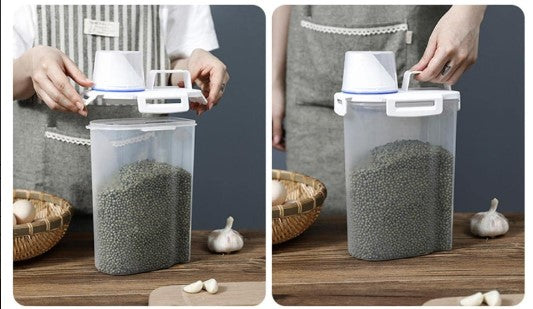Ölçü Kabı Kapaklı Bakliyat Saklama Kabı - Kulplu Tasarım - 1800 ml