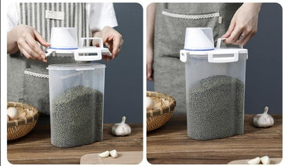 Ölçü Kabı Kapaklı Bakliyat Saklama Kabı - Kulplu Tasarım - 1800 ml