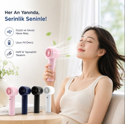 Mini El Fanı - Ayarlanabilir Hız - Dijital Gösterge - 5W - Karışık Renk