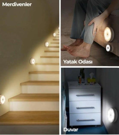 Şarjlı Hareket Sensörlü Mıknatıslı LED Gece Lambası